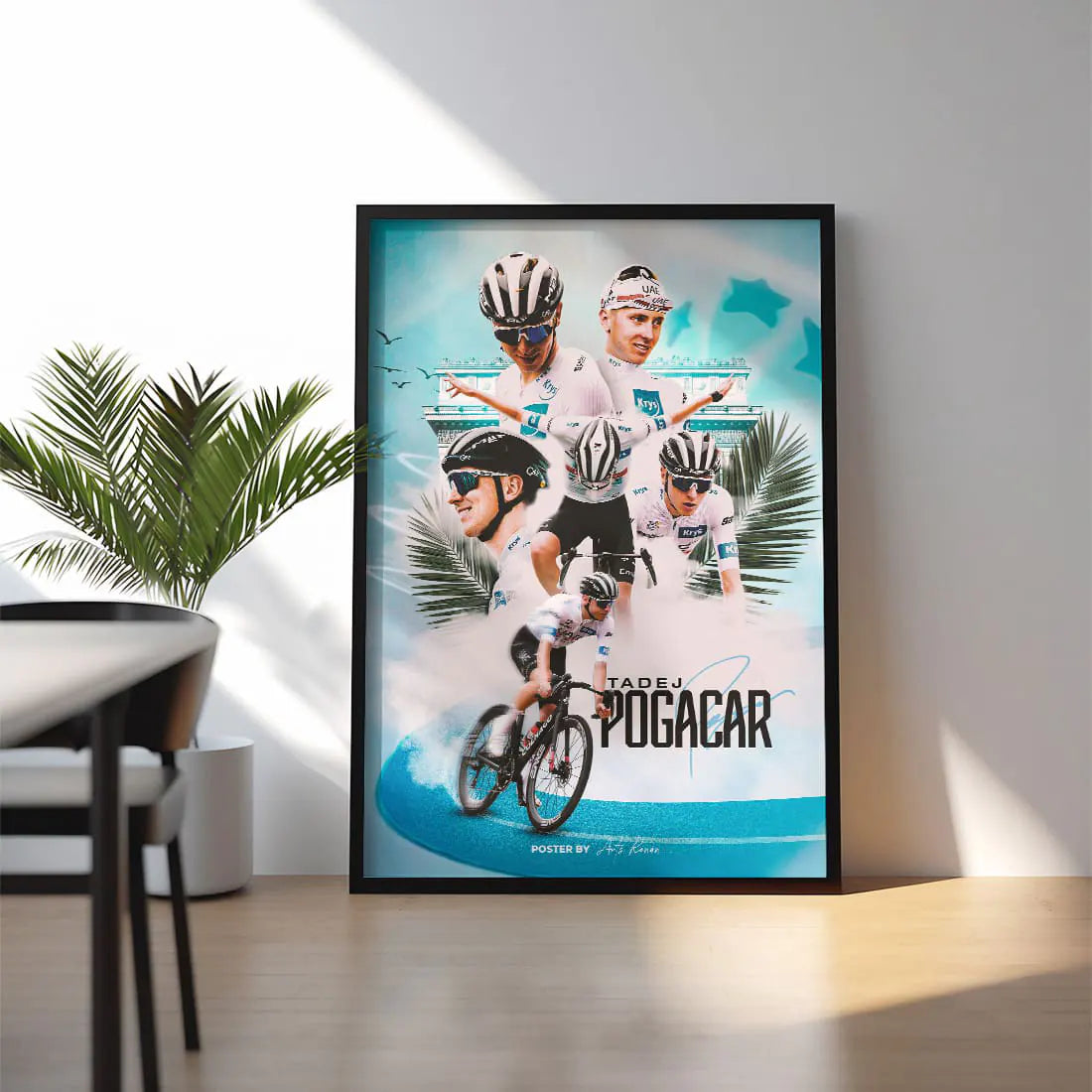 Poster Encadré - Tadej Pogacar Édition maillot Blanc