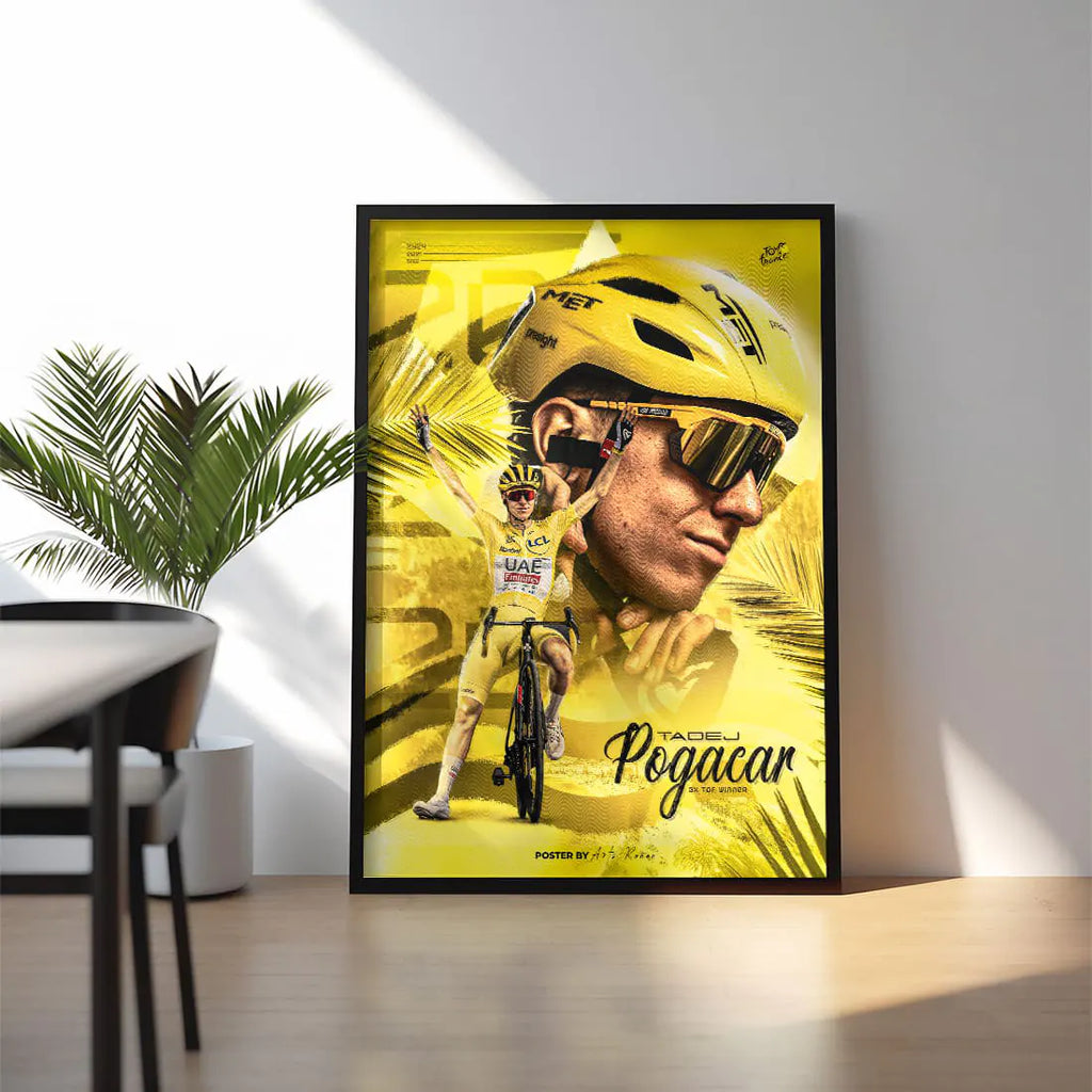 Poster Encadré - Tadej Pogacar Édition maillot jaune