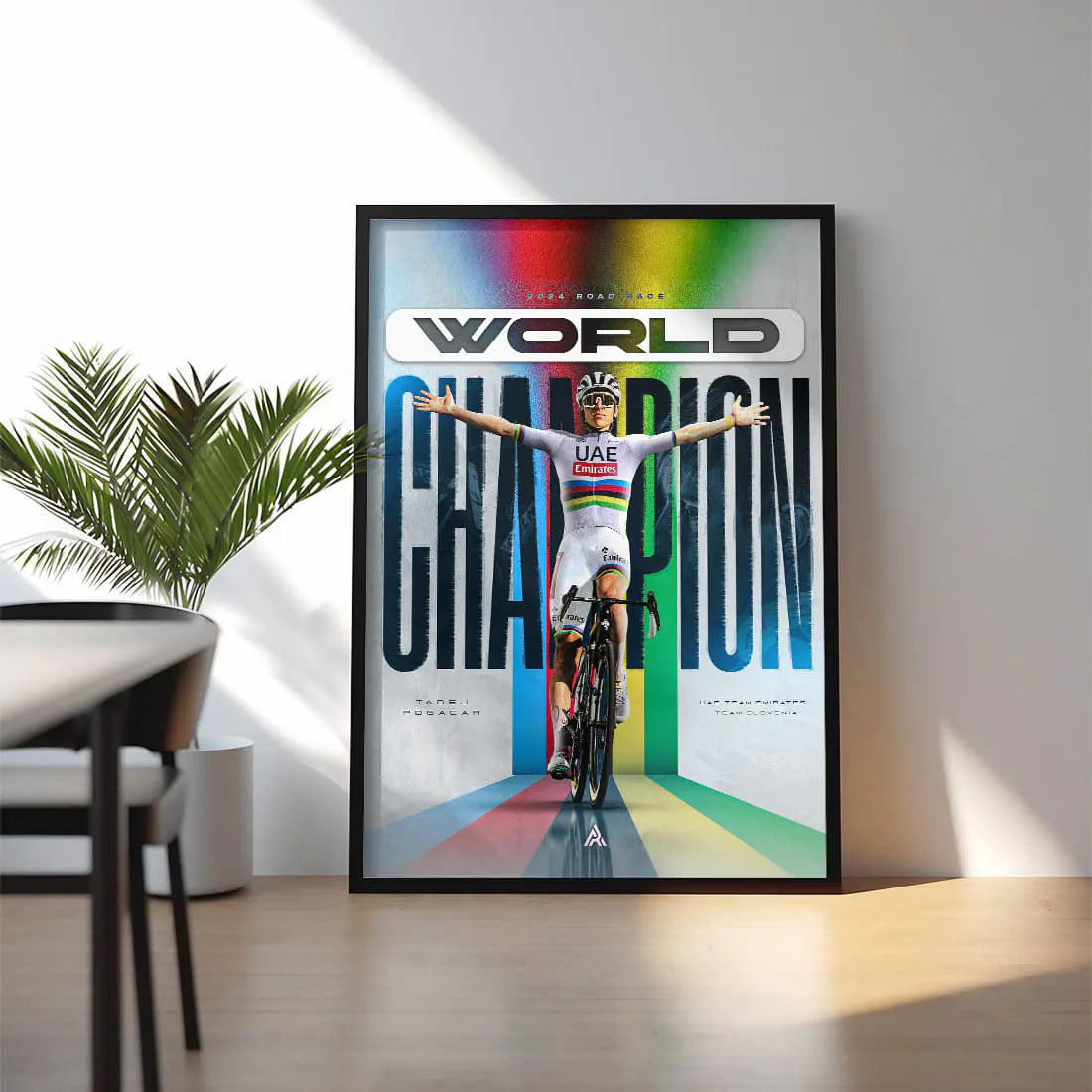 Poster Encadré - Tadej Pogacar ( Champion du monde 2024 )